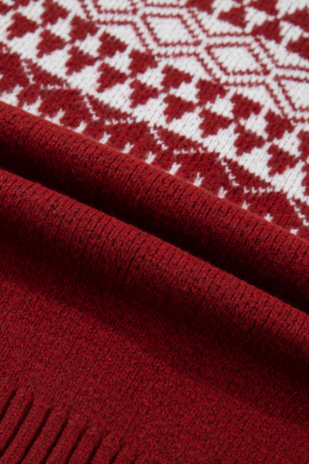 Red Geometric Print Button Front Long Sleeve Knitwear Cardigan