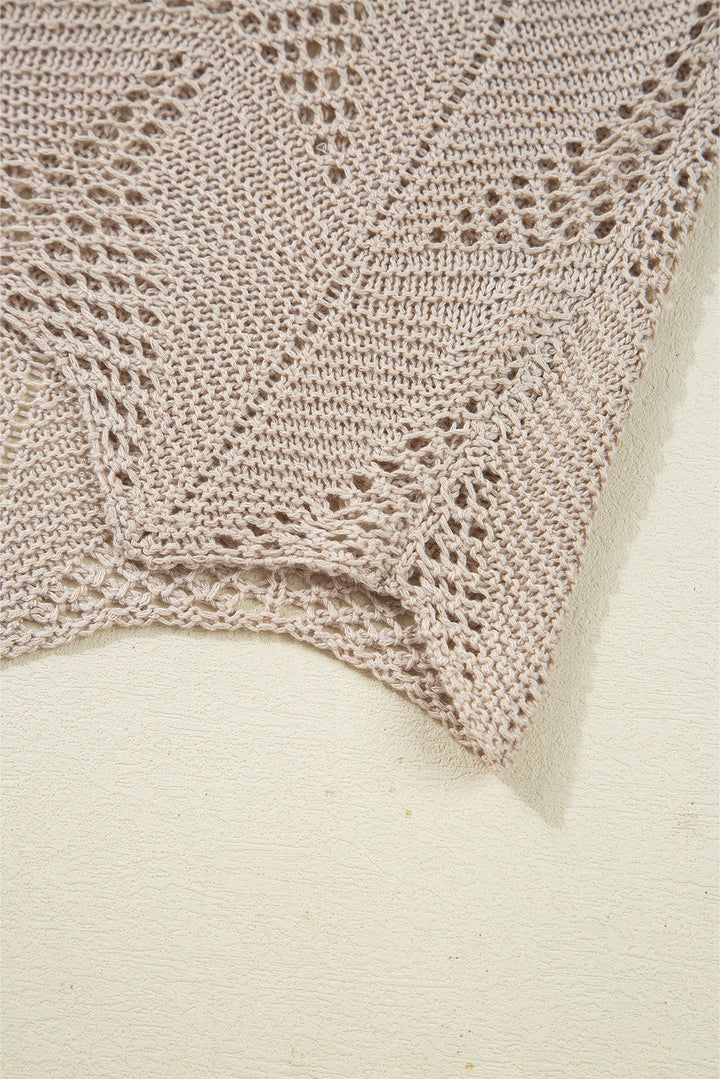 Hollow Out Knit 7/8 Sleeve Casual Sweater
