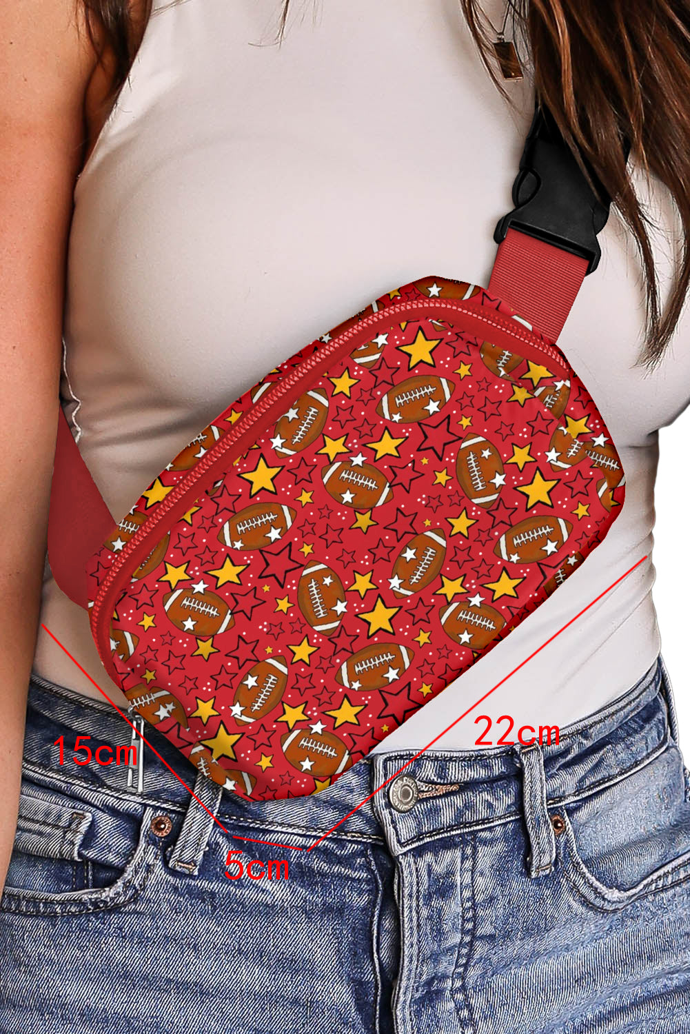 Rugby Football Star Printed Buckle Strap Crossbody Bag
