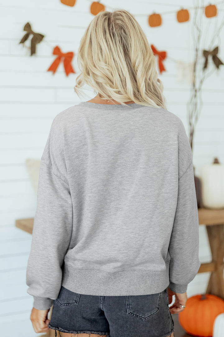 Medium Grey Sequin Western Ghost Print Sweatshirt