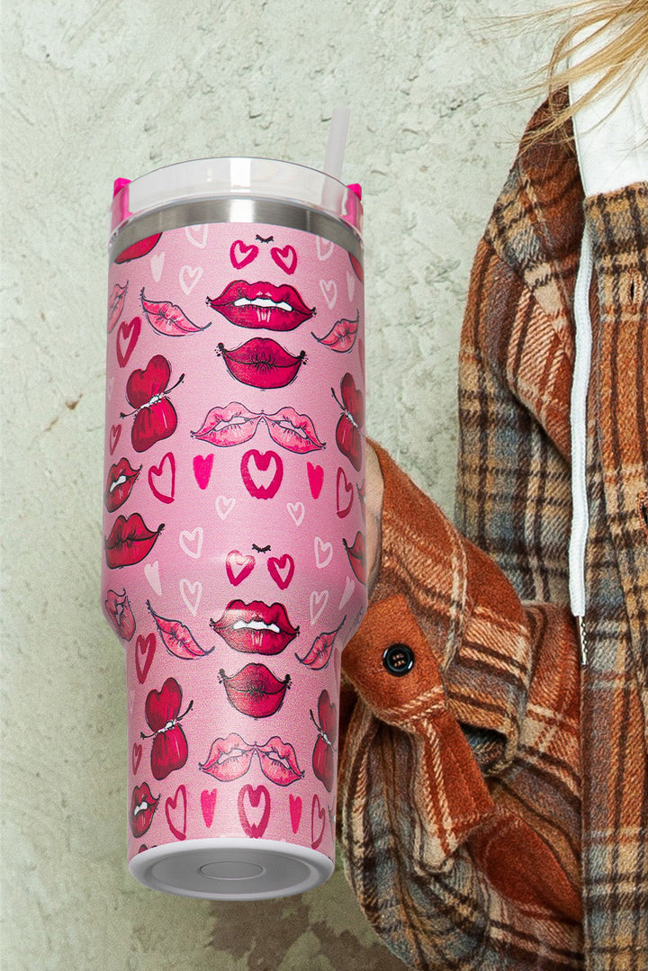 Valentines Hearts and Kisses Print Thermos Cup 40oz