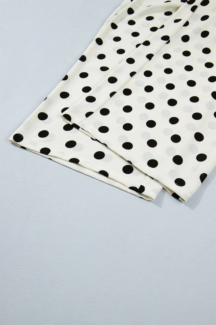 White Plus Size Polka Dot Print Patch Pocket Womens Shift Pants