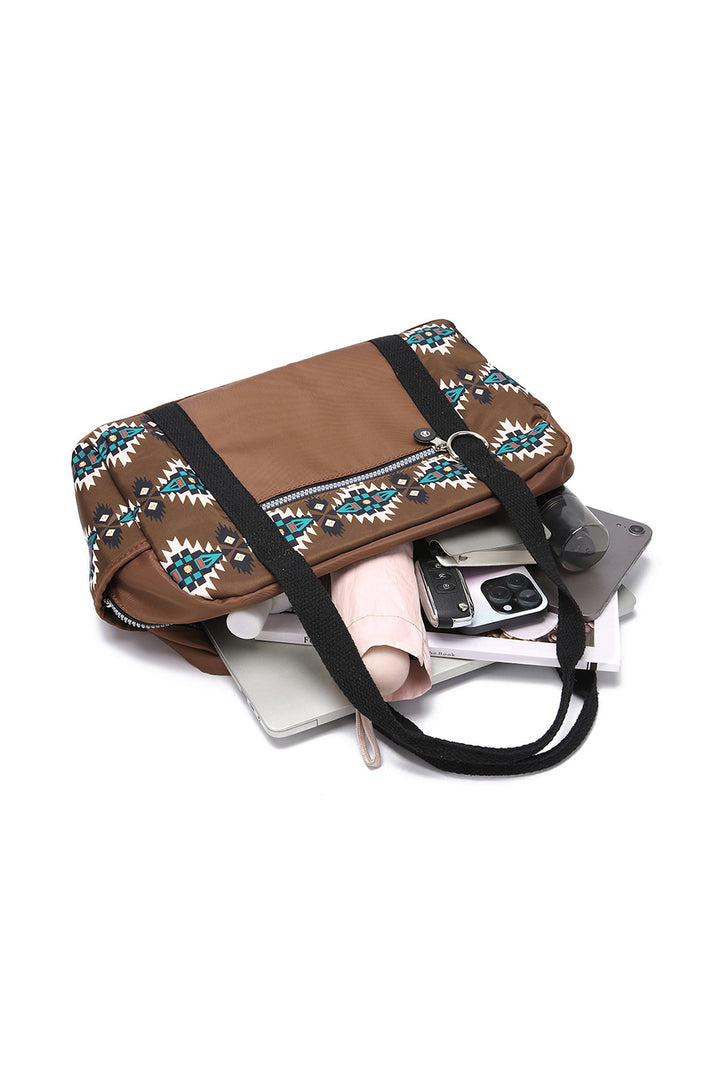 Grand sac de voyage en cuir PU à imprimé aztèque occidental