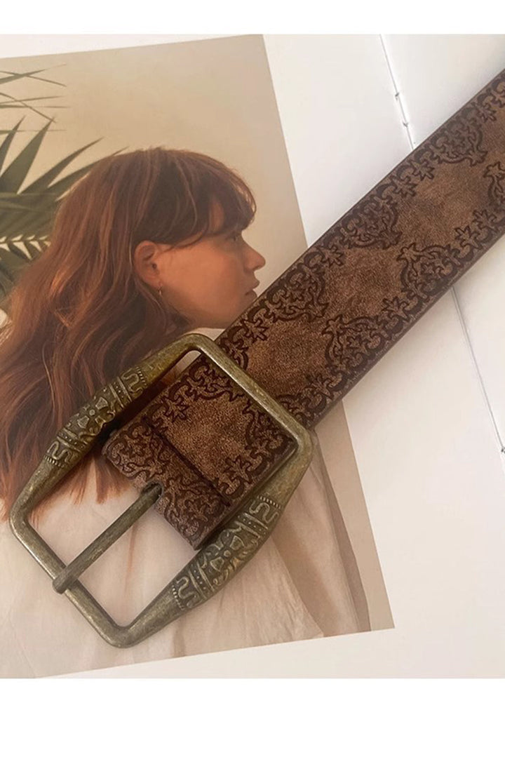 Vintage Pattern PU Leather Waist Belt