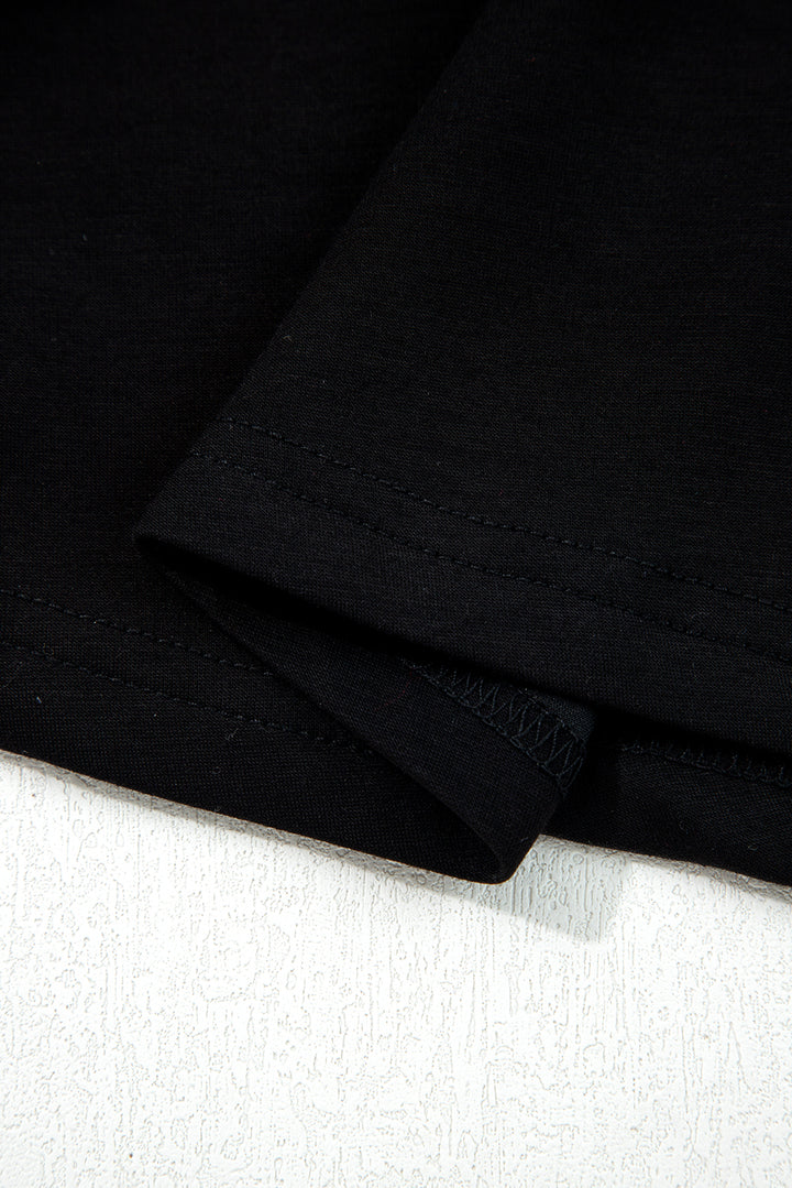 Black Solid Color Ruched Detail Long Sleeve Midi Dress