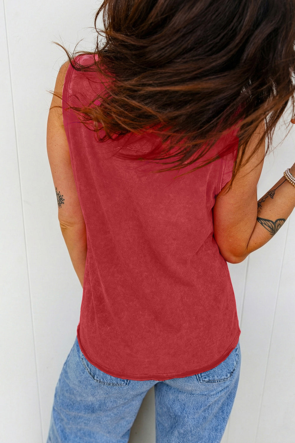 Mineral Wash V Neck Tank Top