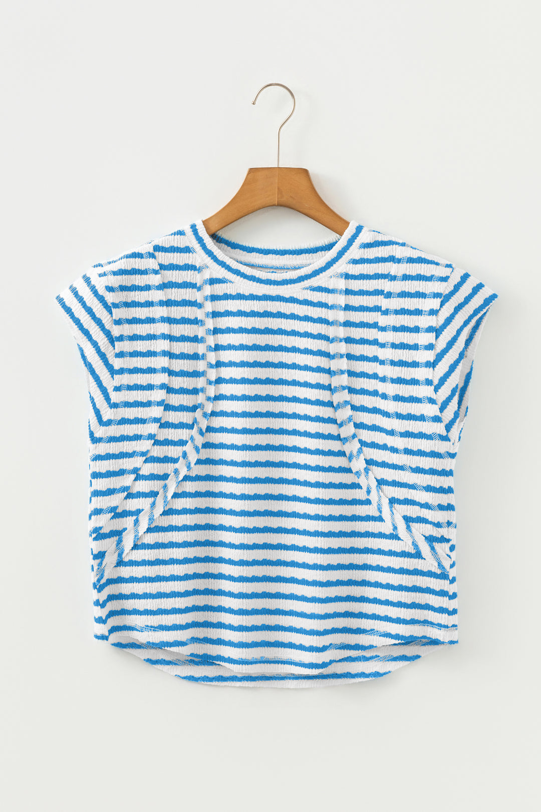 Textured Short Sleeve Patchwork T Shirt