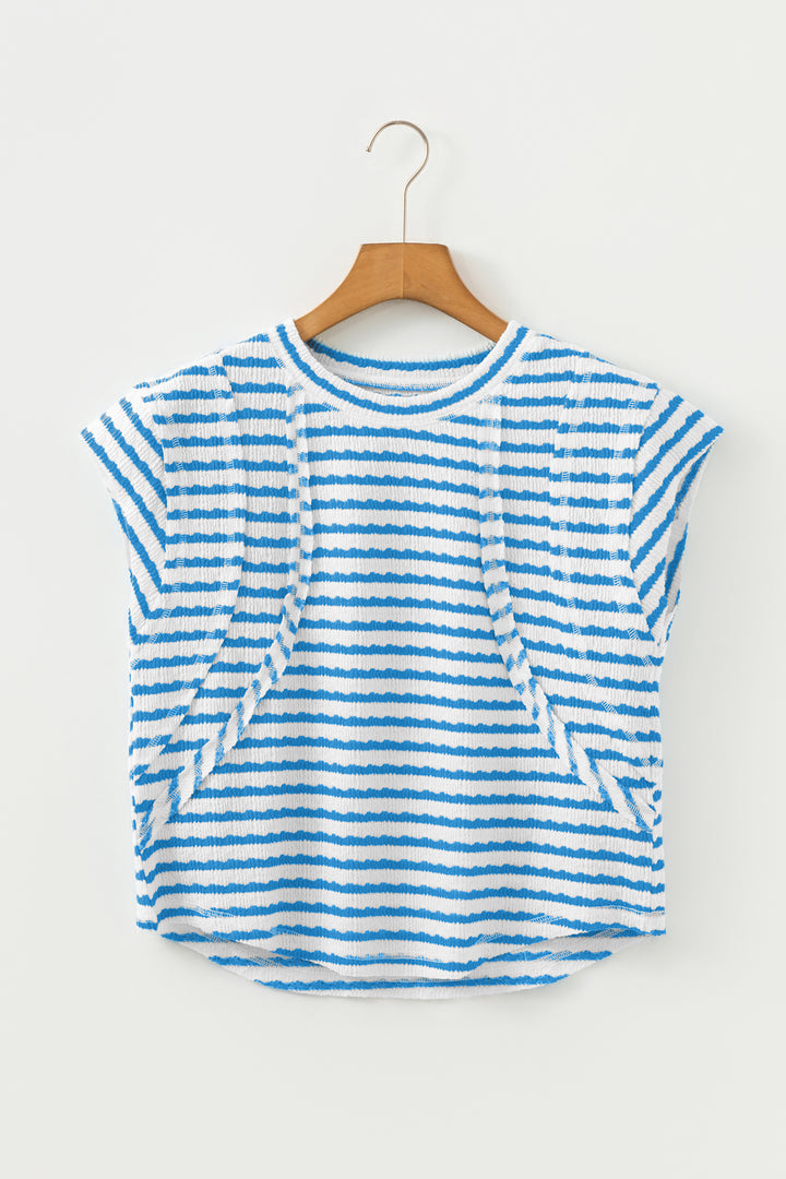 Textured Short Sleeve Patchwork T Shirt