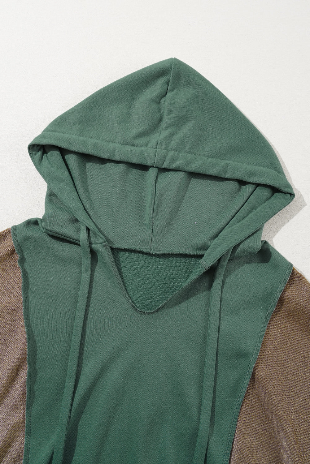 Plus Size Colorblock Patchwork V Neck Hoodie