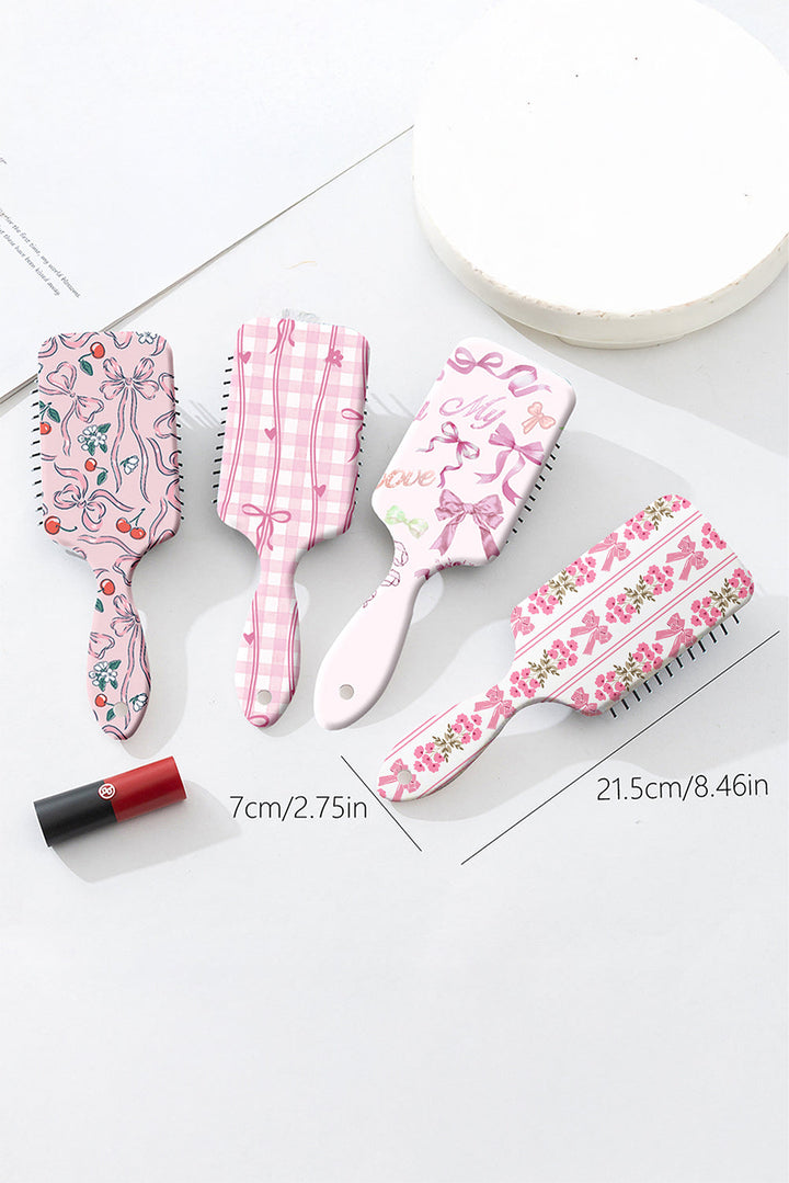 Floral Bow Print Long Handle Air Cushion Comb