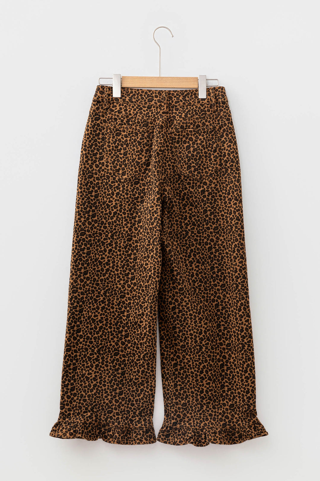 Brown Leopard Print Ruffled Hem Shift Jeans