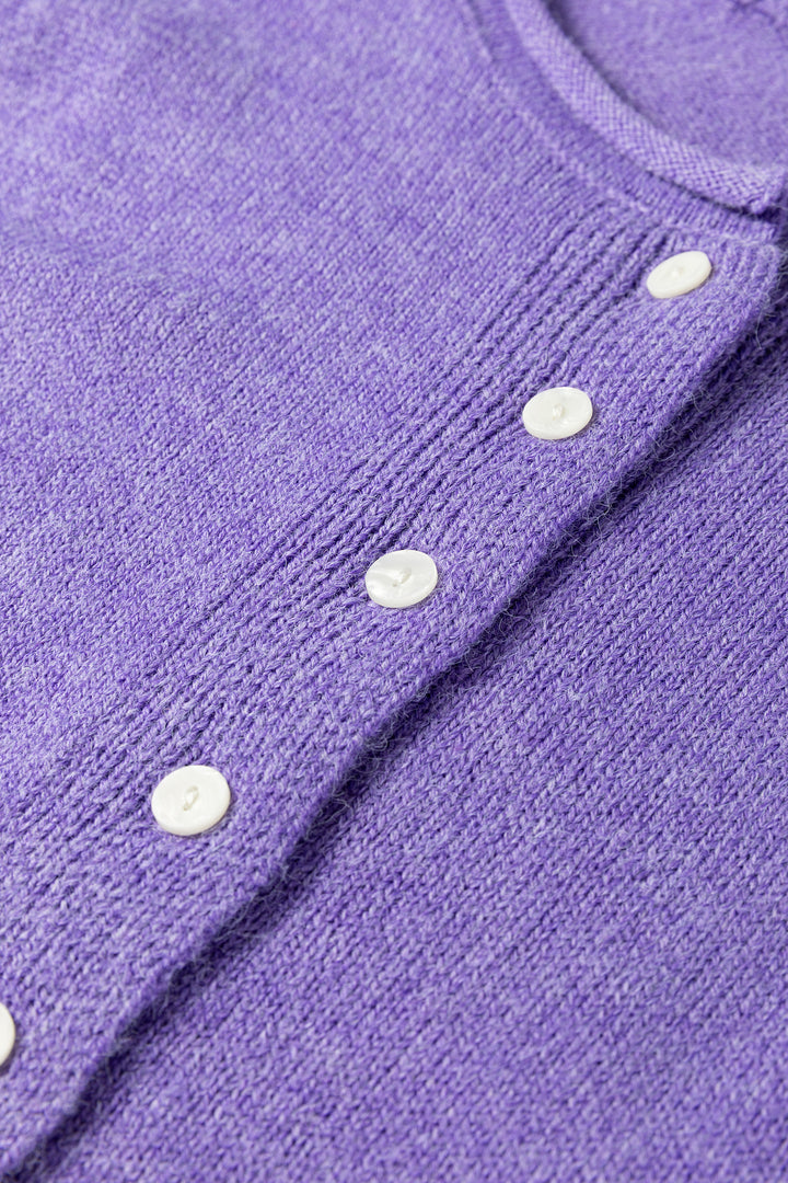 Wisteria Solid Color Knit Button Sweater Cardigan