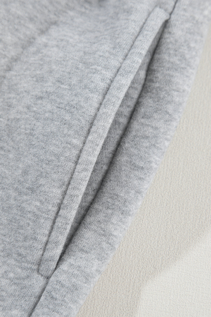 Light Grey Solid Color Crisscross Elastic Waist Sweatpants