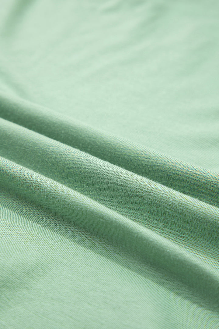 Grass Green Flower Applique Mineral Wash Plus Size Top
