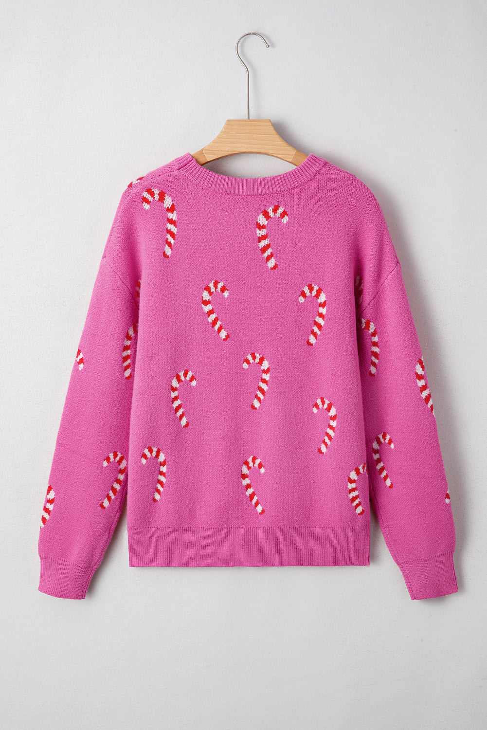 Christmas Candy Cane Holiday Drop Shoulder Sweater