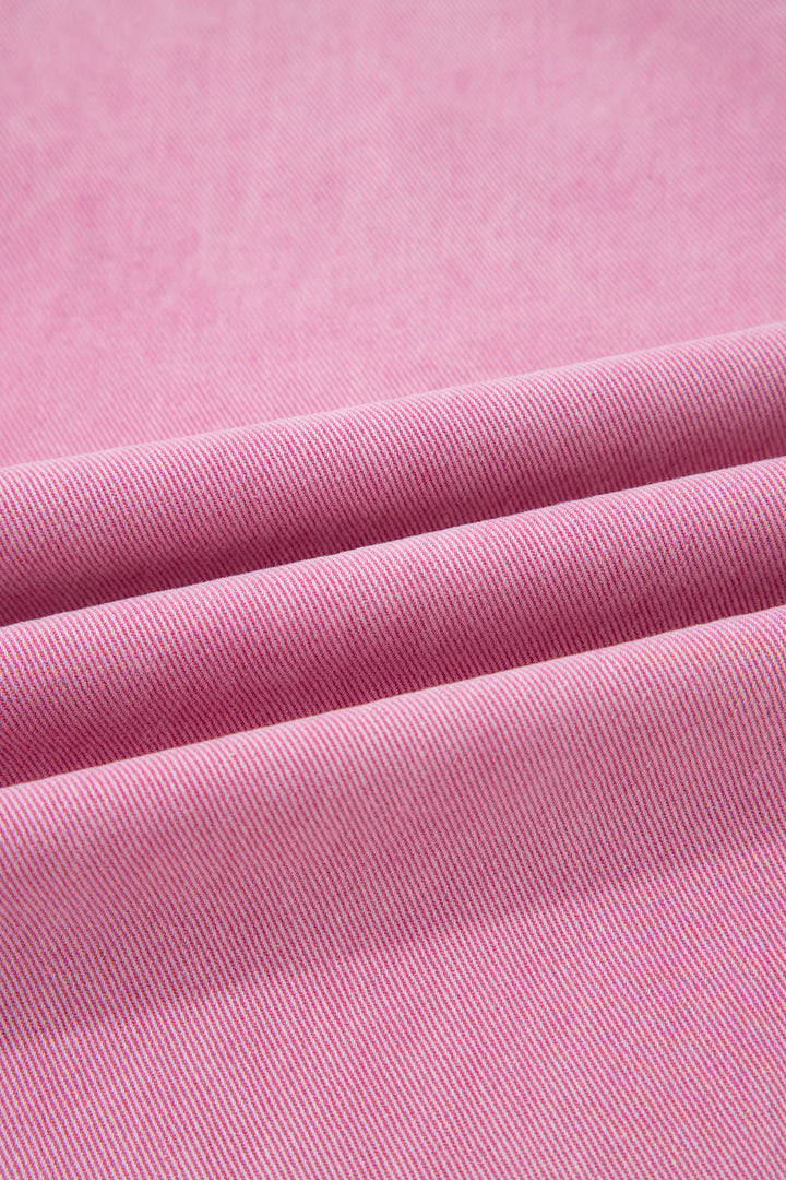 Pink Beaded Side Detail Split Loose Jeans