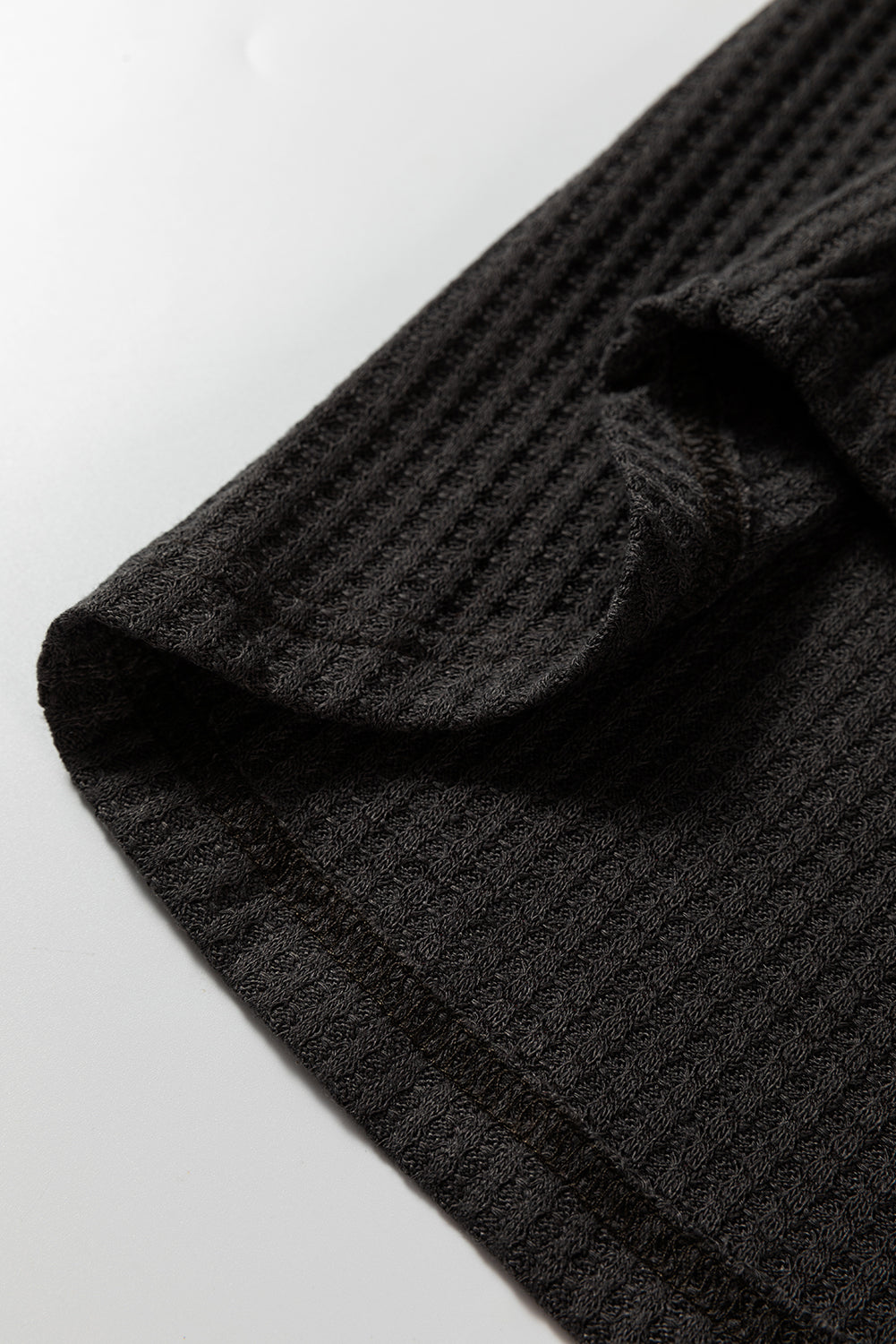 Waffle Knit Patchwork Half Zipped Casual Sweatshirt