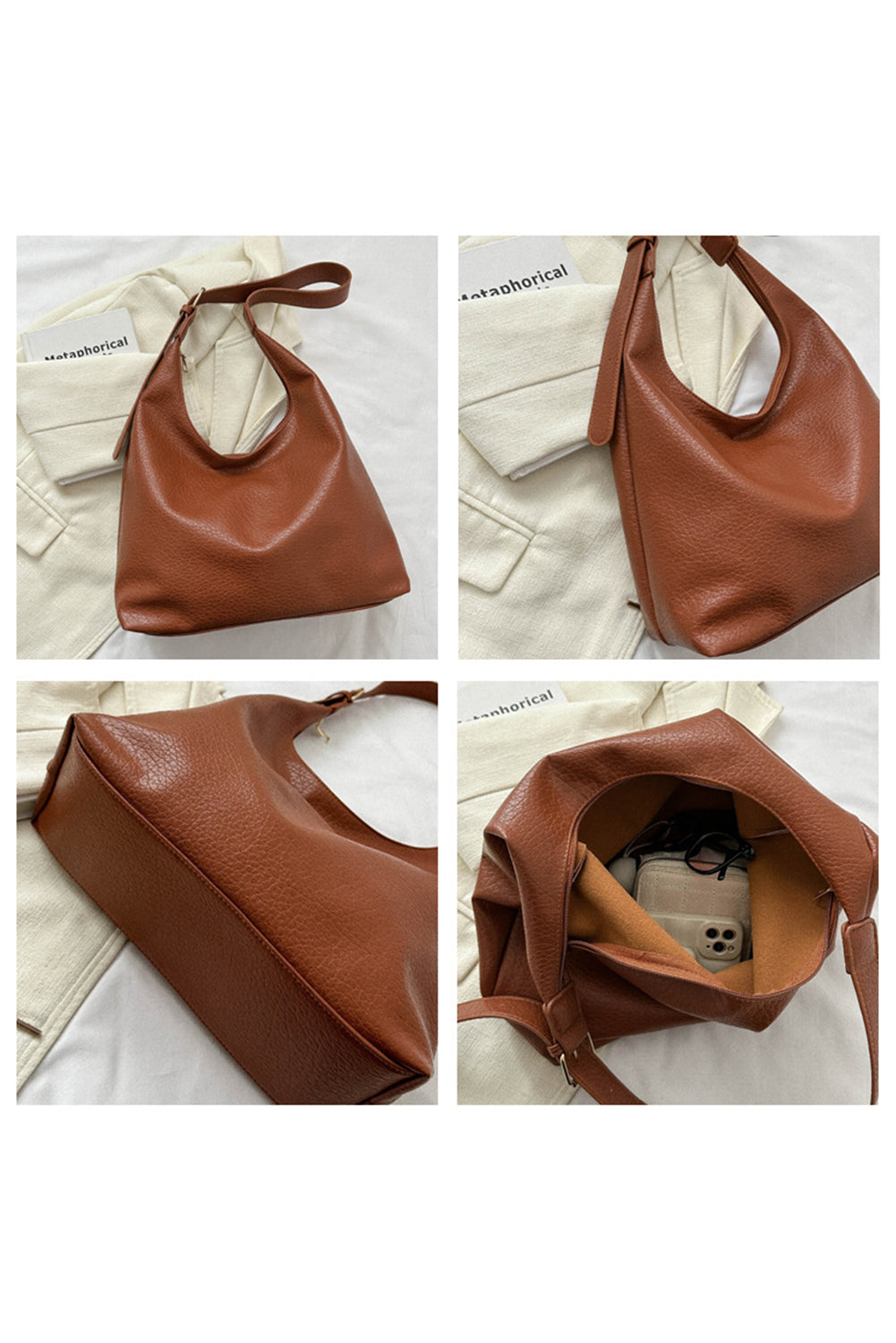 Adjustable Strap One Shoulder Leather Bag