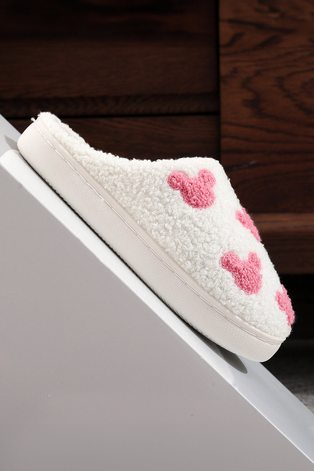 Mickey Mouse Cartoon Head Pattern Plush House Slippers
