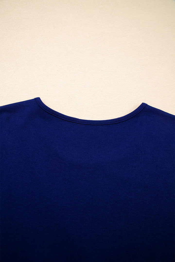 Asymmetric Seam Detail Solid Color Long Sleeve Top
