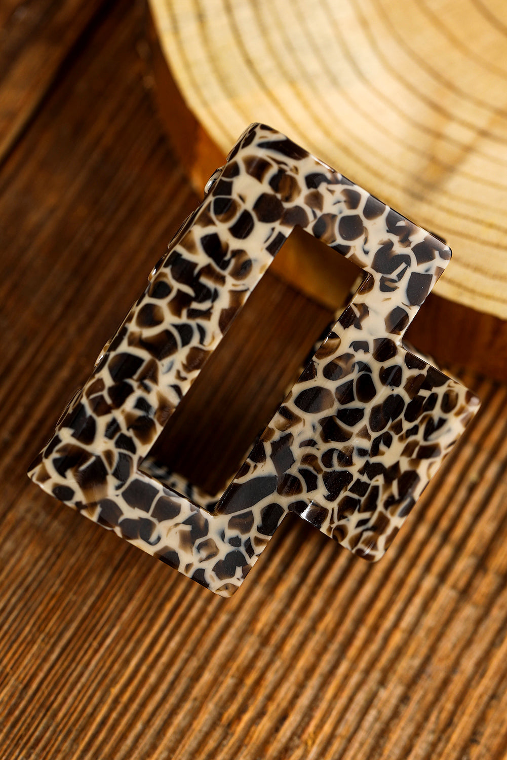 Leopard Print Cutout Square Claw Clip