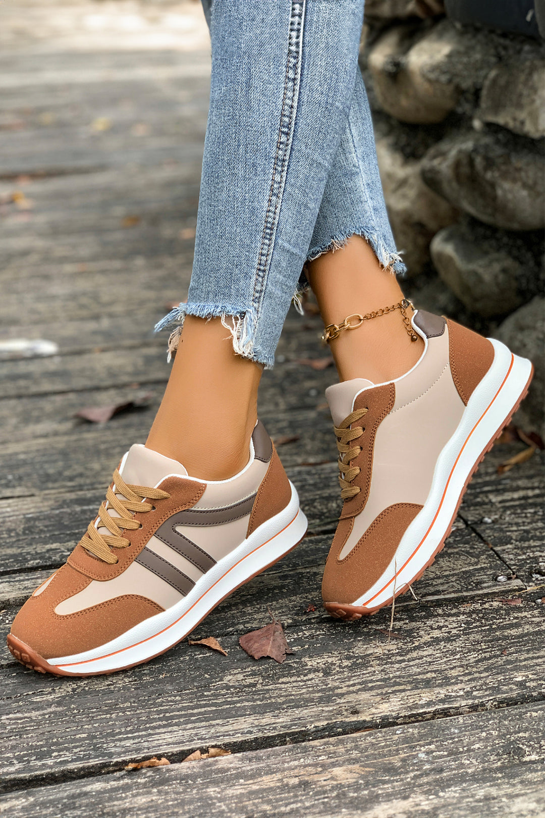 Varsity Color Block Patchwork Lace-up PU??Leather Sneakers