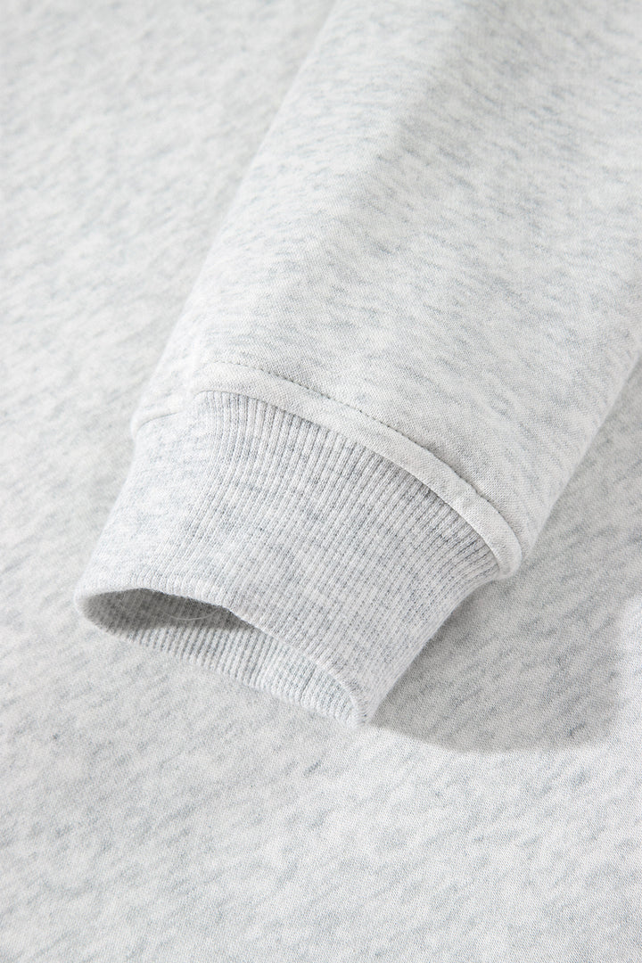 Light Grey High Neck Ribbed Cuff Hem Sweatshirt
