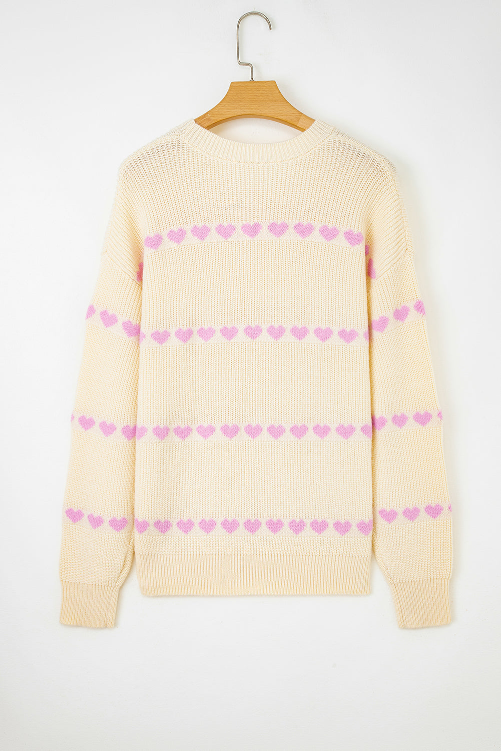 Heart Pattern Valentine Ribbed Knit Sweater