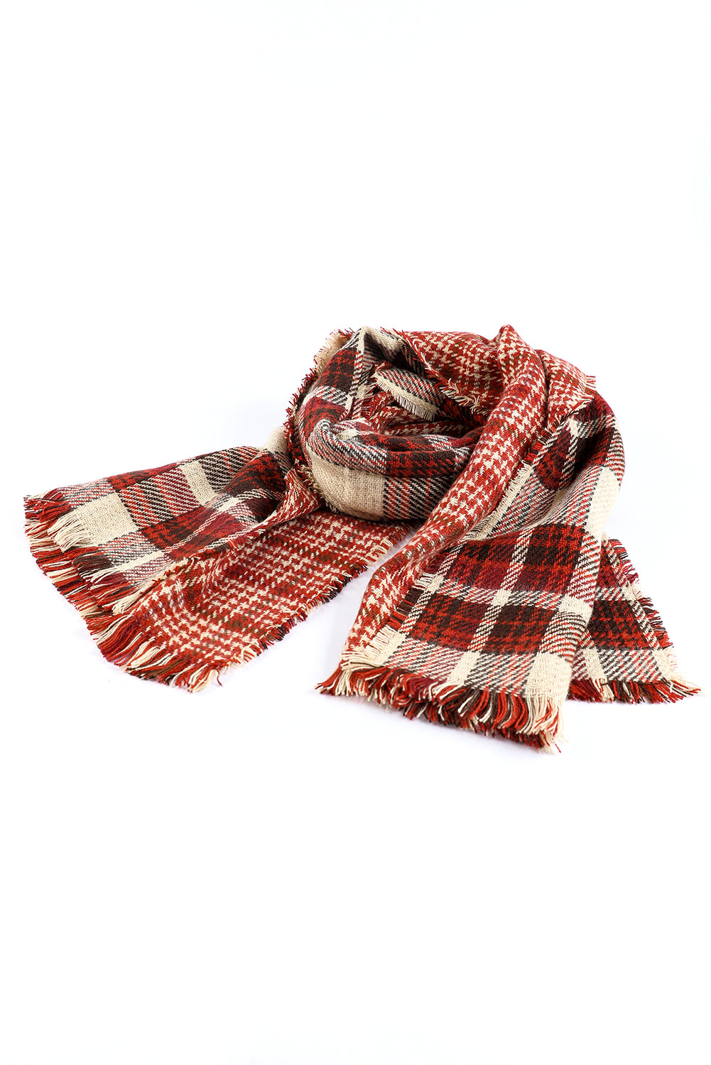 Wendbarer Pashmina-Schal mit Fransenbesatz und Hahnentrittmuster