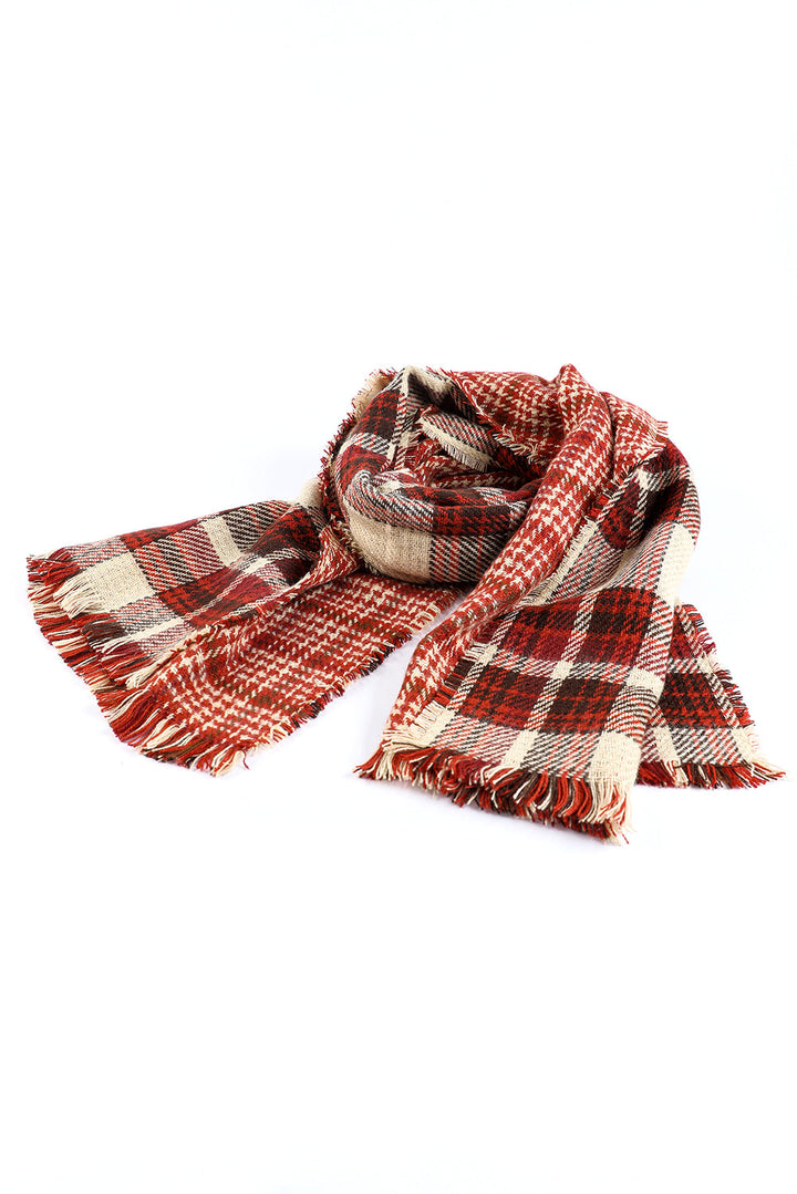 Wendbarer Pashmina-Schal mit Fransenbesatz und Hahnentrittmuster