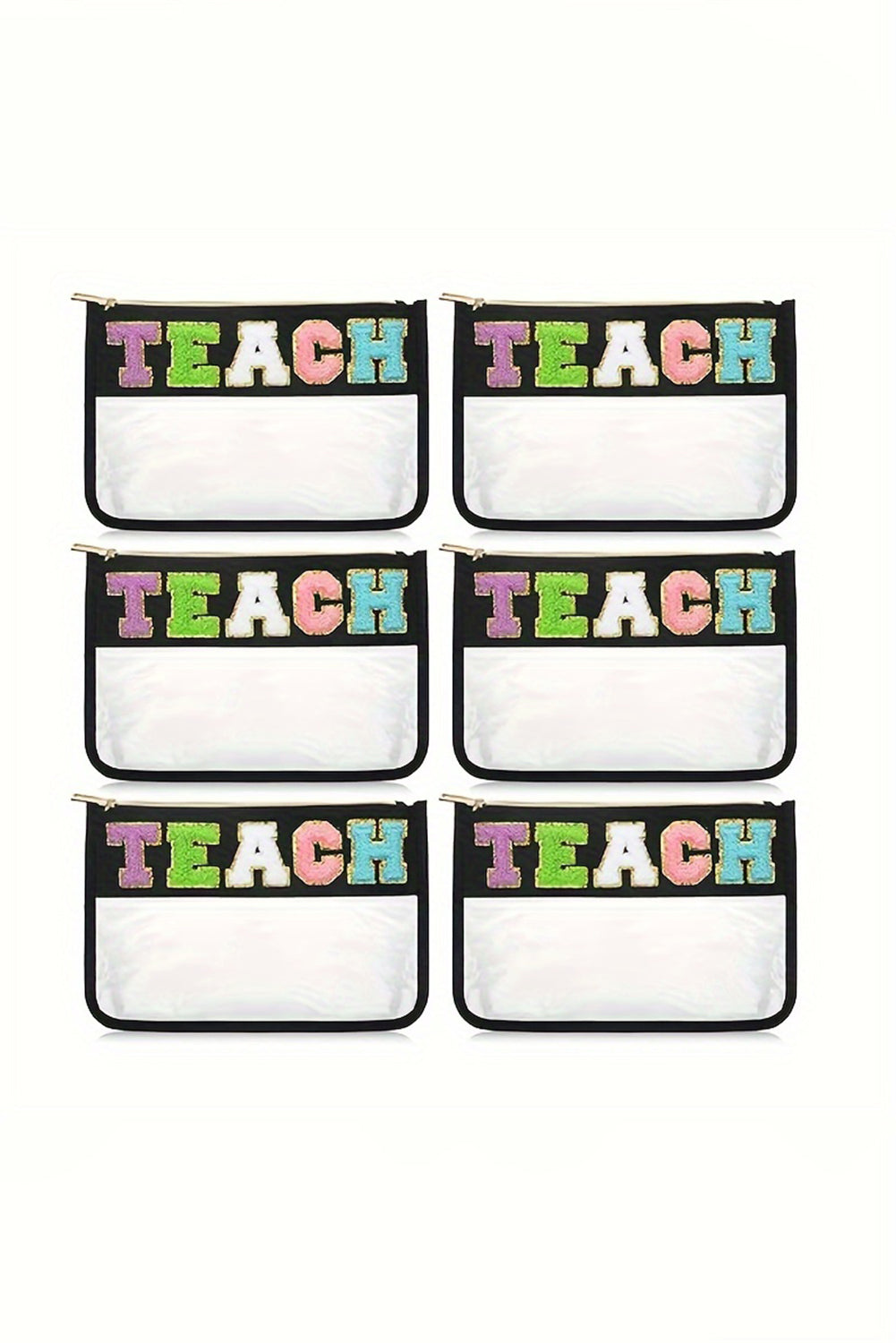 TEACH Glitter Chenille Clear PVC Makeup Bag