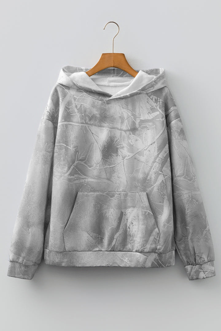 Camouflage Woodland Print Oversized Sporty Hoodie