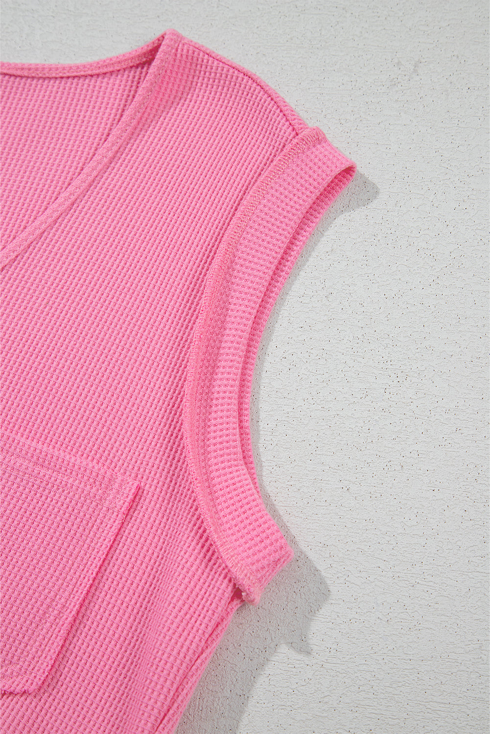 Waffle Textured Button Round Neck A-line Tiered Sleeveless Dress
