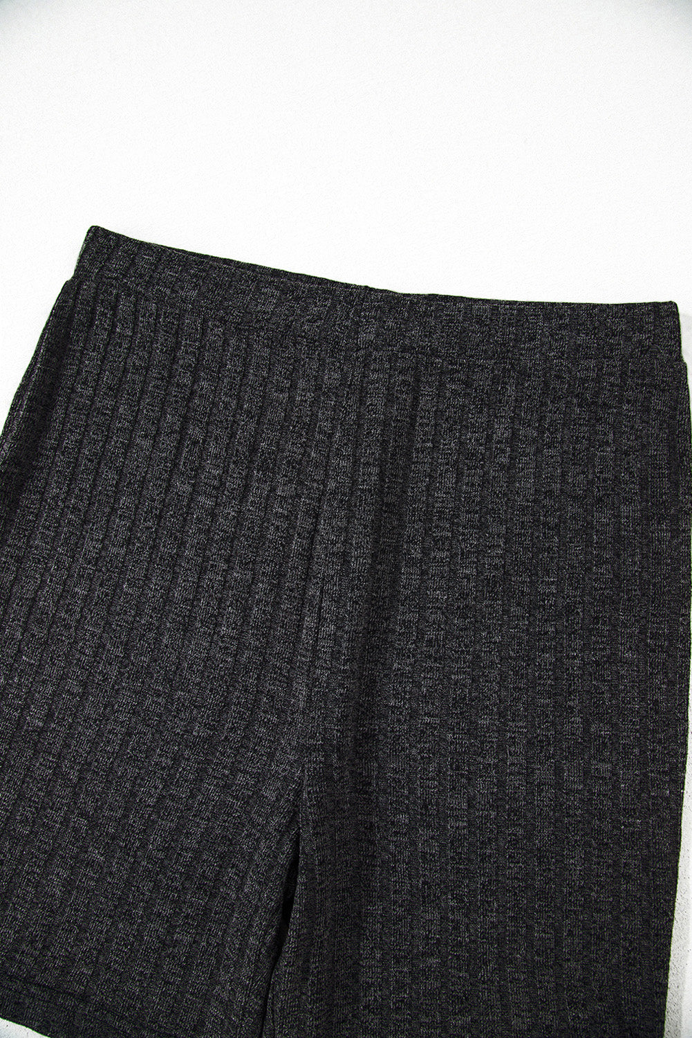 Black Soft Ribbed Loose Tee Slim Shorts 2pcs Sporty Set