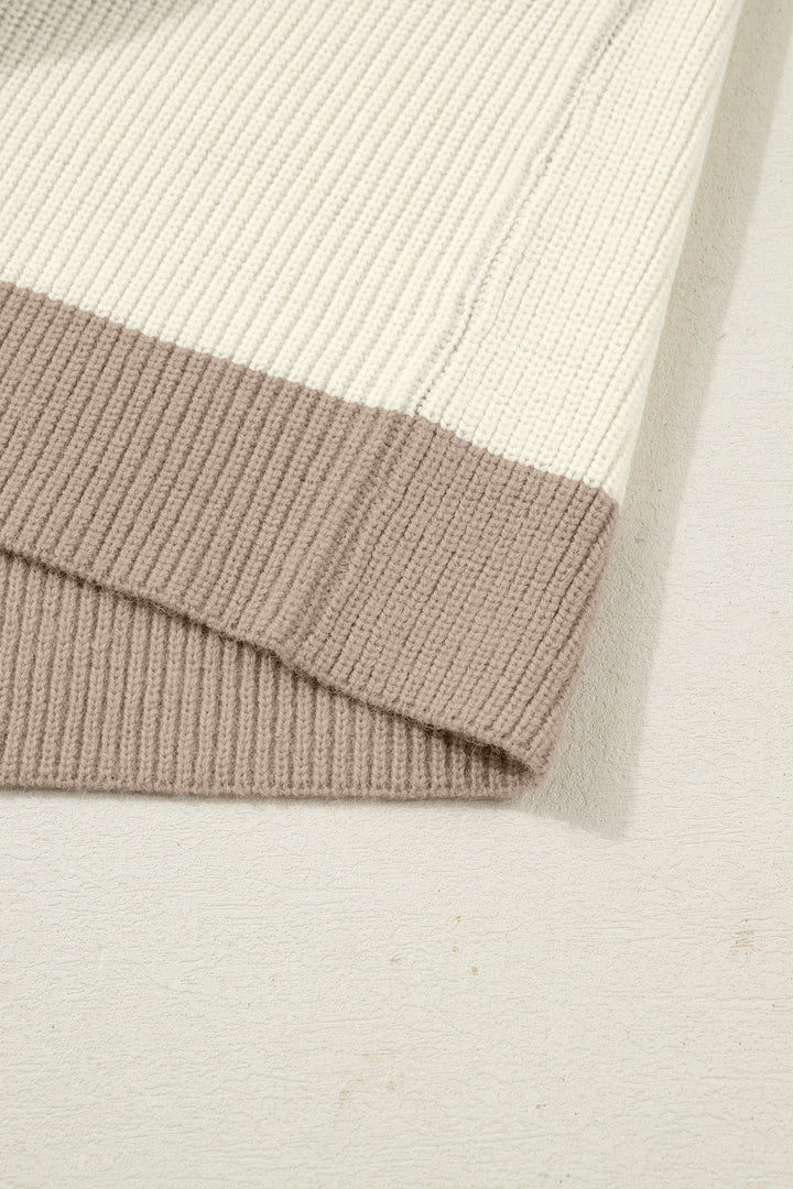 Color Block Ribbed Knit Button Down Sweater Cardigan