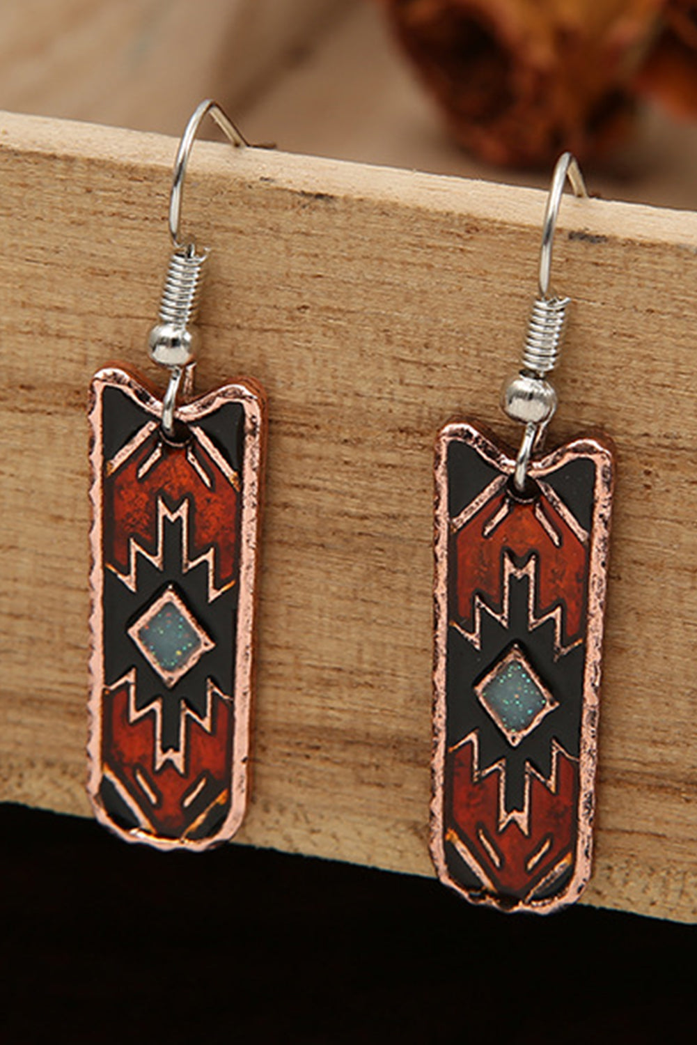 Boucles d'oreilles pendantes en alliage à motif aztèque occidental