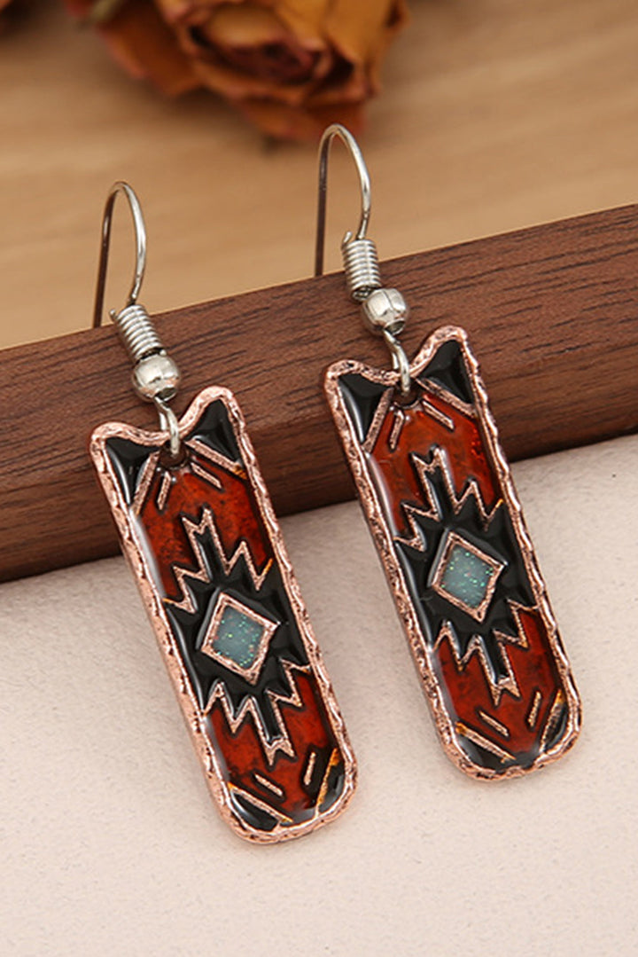 Boucles d'oreilles pendantes en alliage à motif aztèque occidental