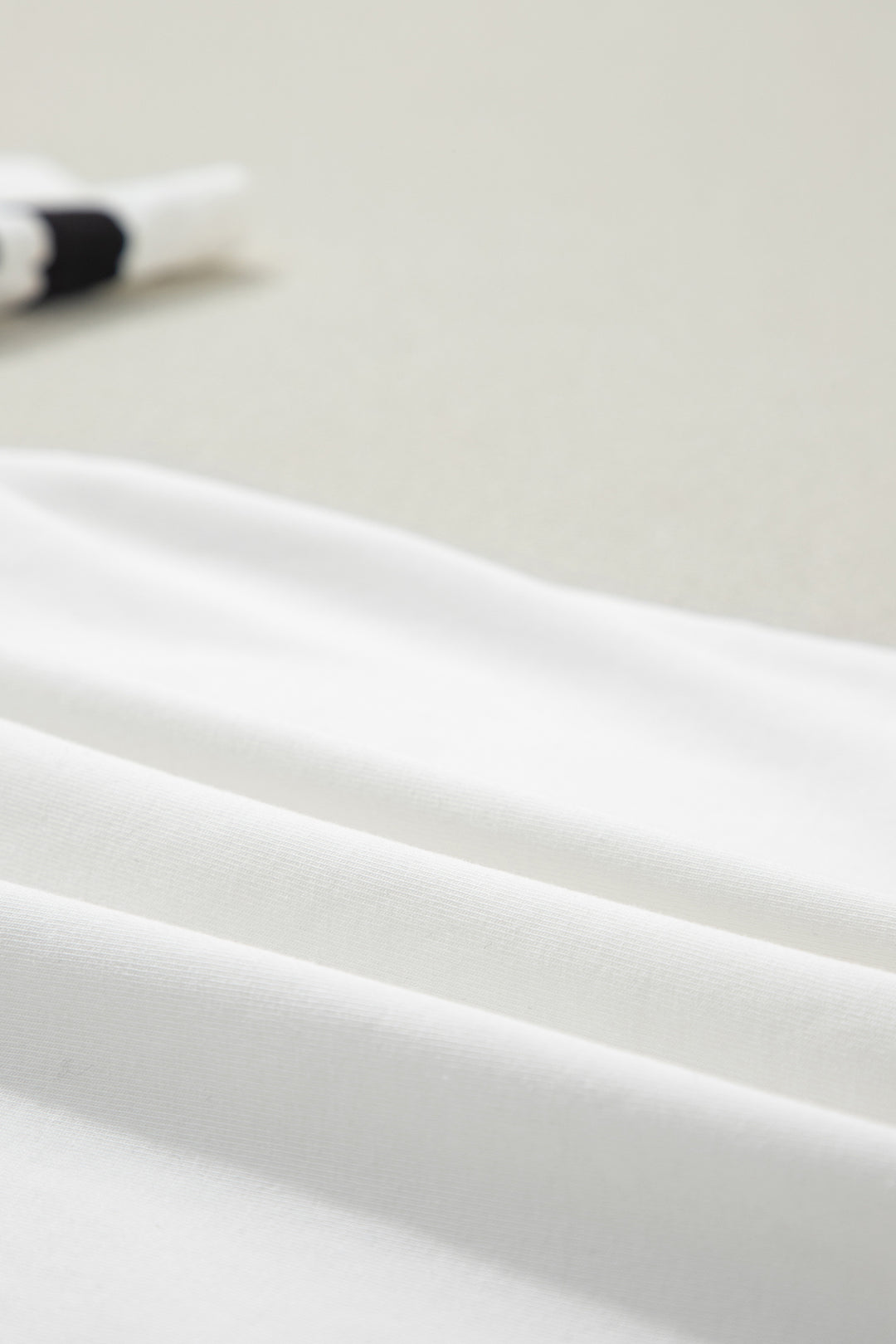 White USA Letter Printed Varsity Striped Sleeve Round Neck Tee