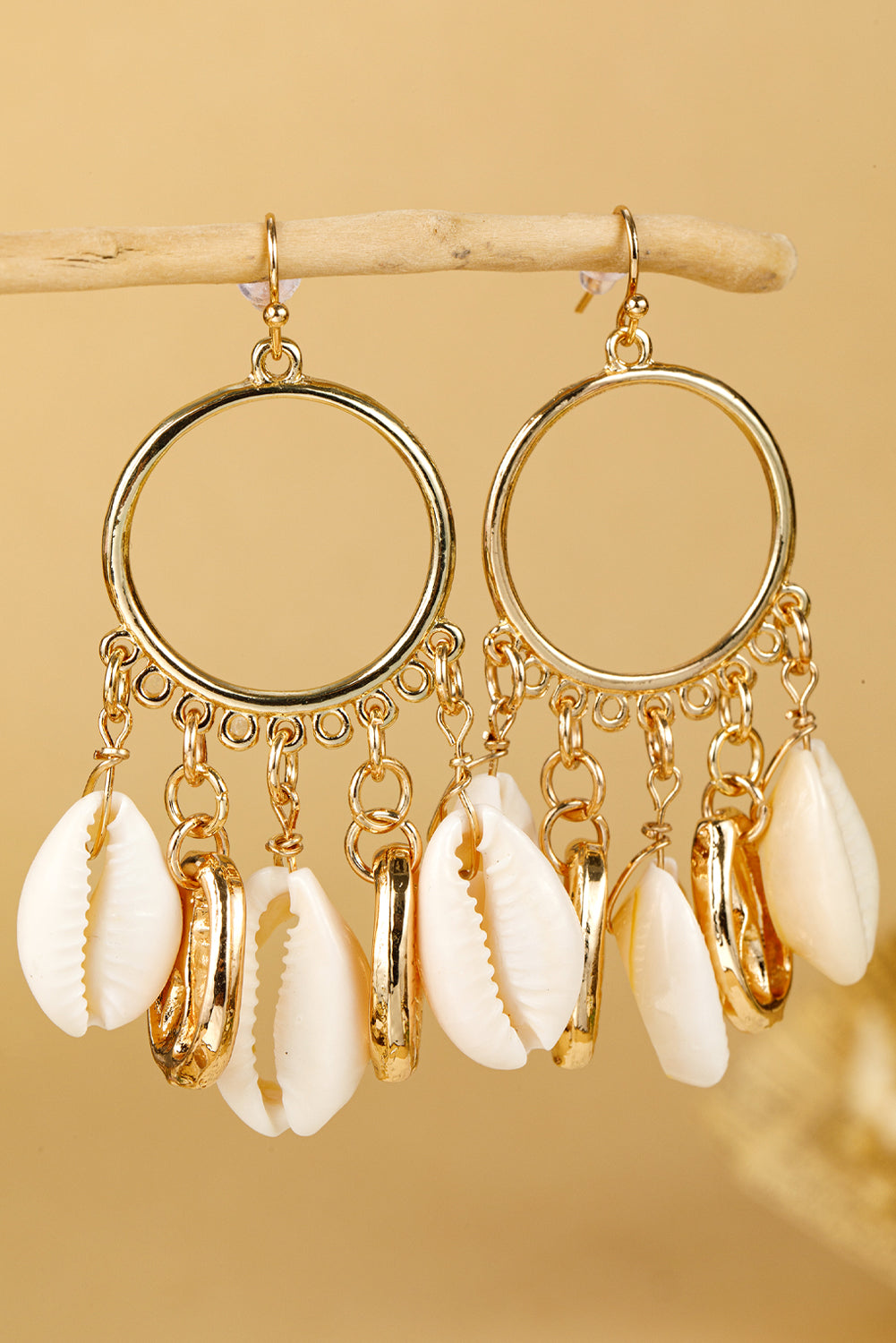 Seashell Charm Hoop Dangle Earrings