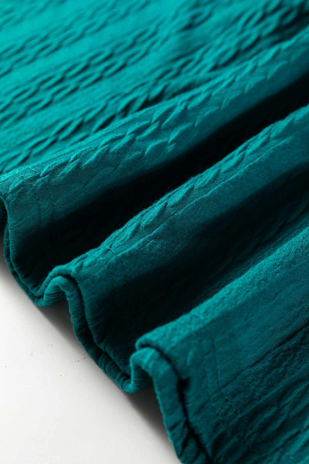 Sea Green Textured Round Neck Sweatshirt &amp; Loose Drawstring High Waist Pant Set