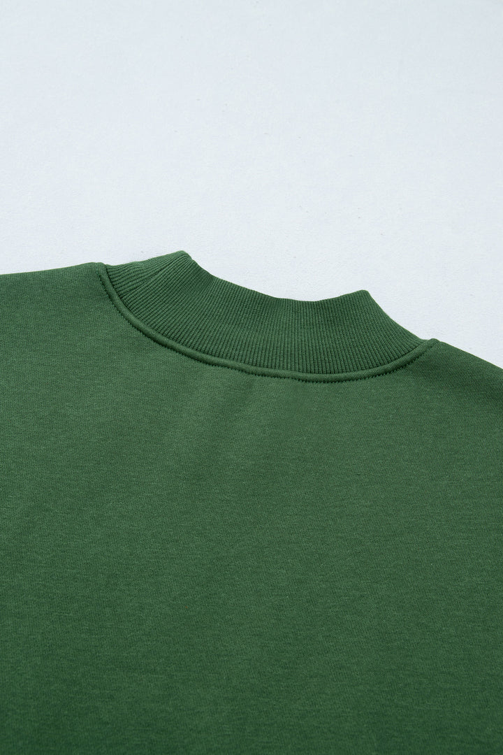 Evergreen Plaid Sleeve Colorblock Loose Tunic Sweatshirt