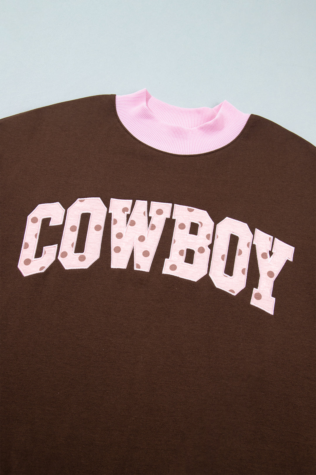 Coffee Polka Dot Letter Graphic Colorblock Tunic Sweatshirt