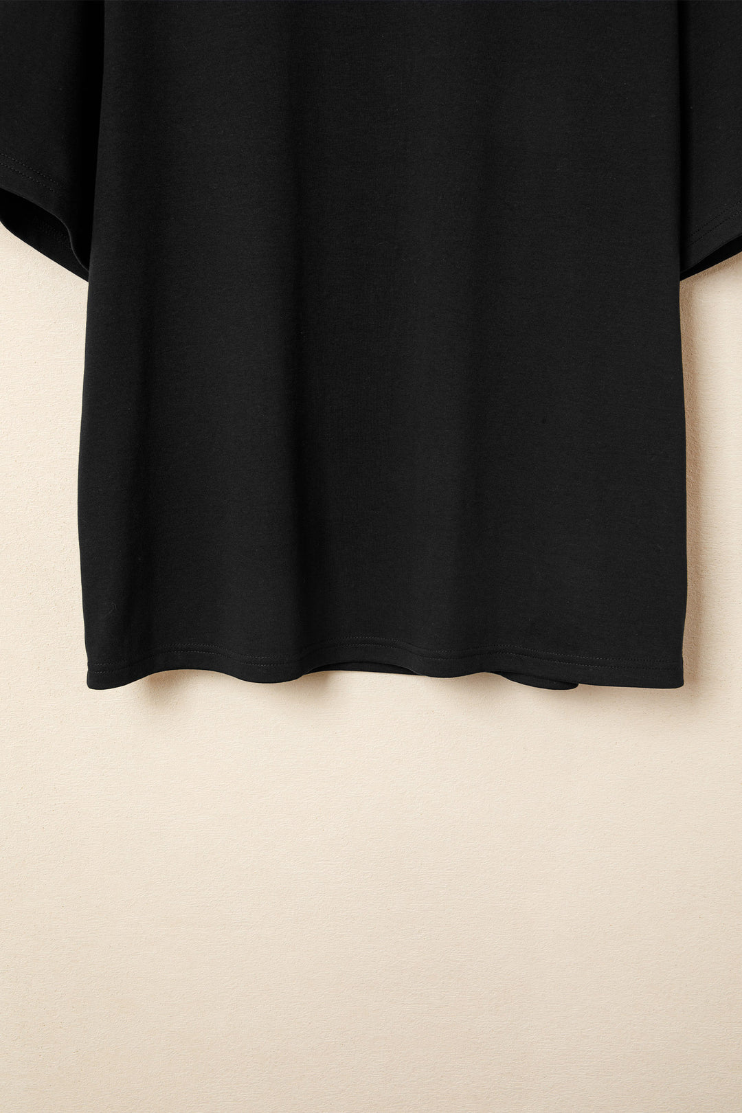 Black Solid Color High Neck Oversize Tee