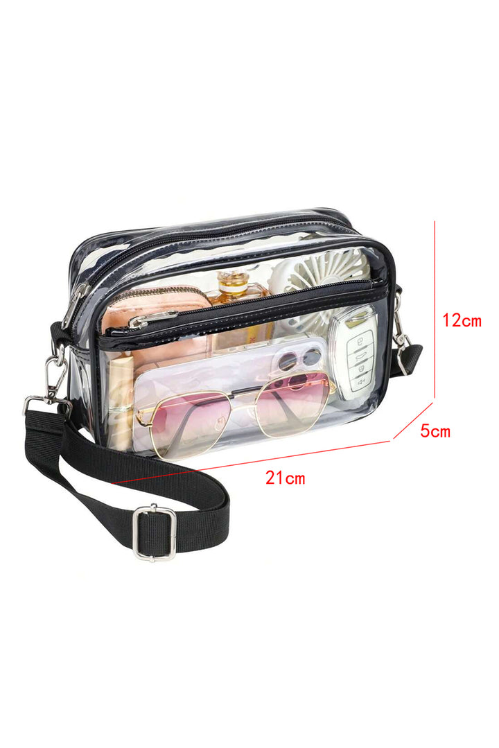 Multi-Pocket Contrast Edge Detachable Strap Clear Shoulder Bag