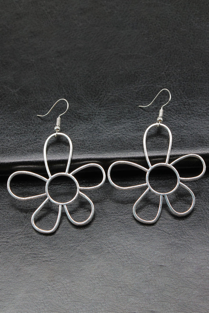 Boucles d'oreilles crochet en alliage à fleurs creuses