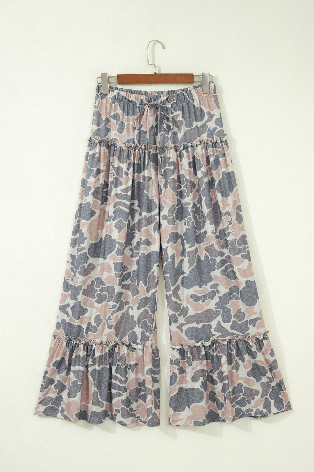 Multicolour Camo Print Wide Leg Casual Pants