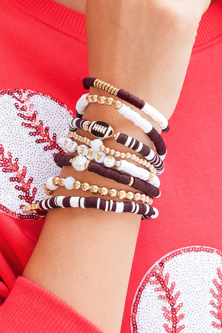 Game Day – 8-teiliges stapelbares Armband-Set mit Fußball-Perlen