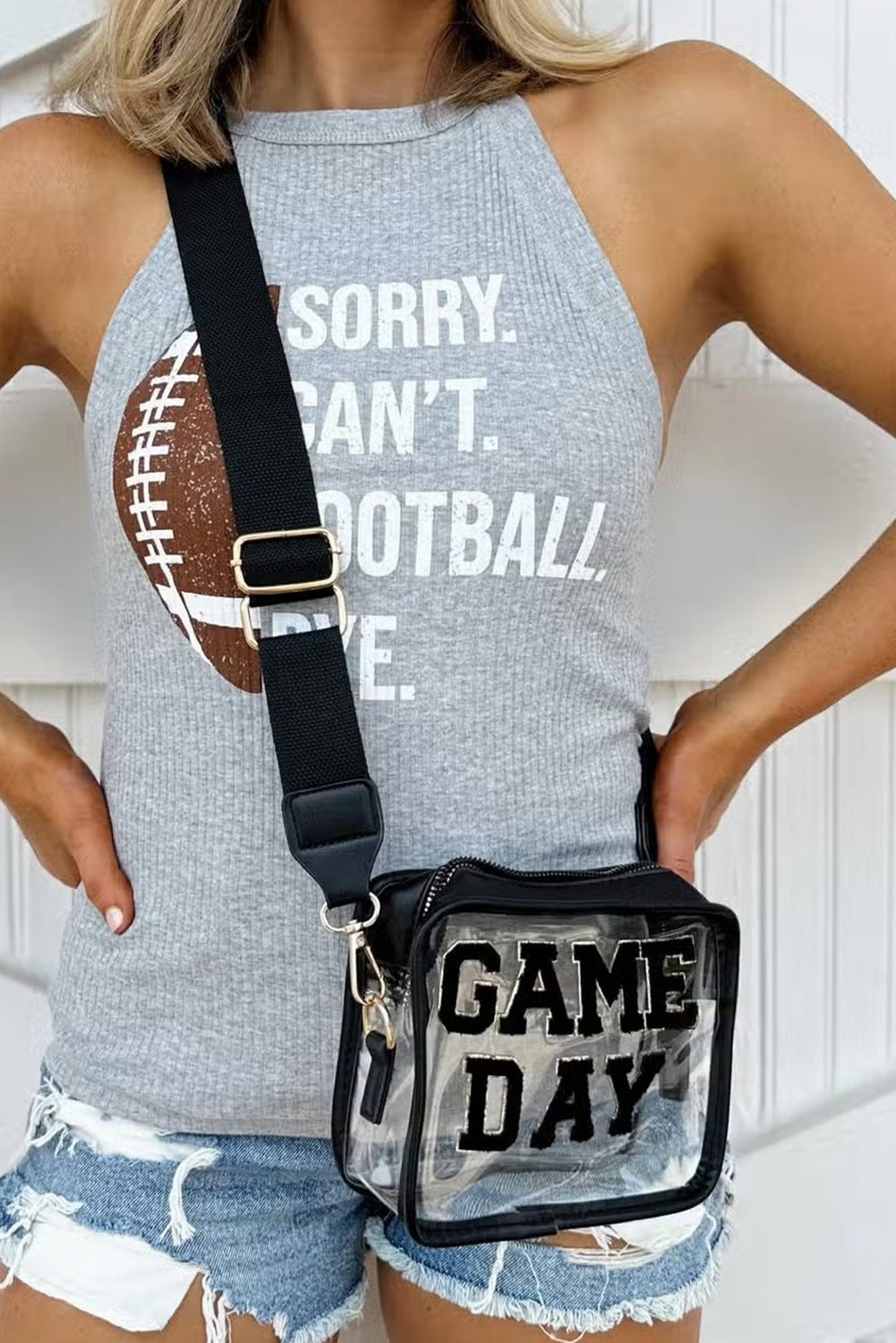 GAME DAY Rugby Football Transparente Umhängetasche