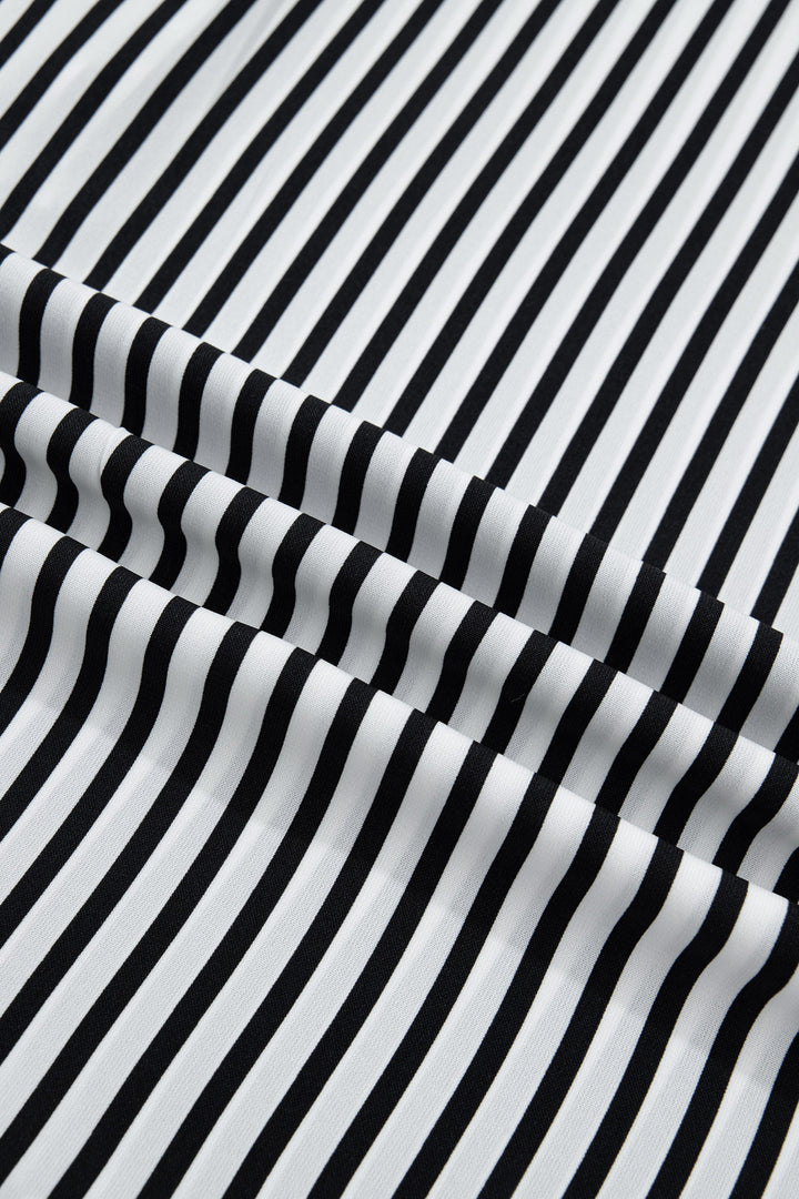 Black Striped Half Sleeve Button-Up Shirt