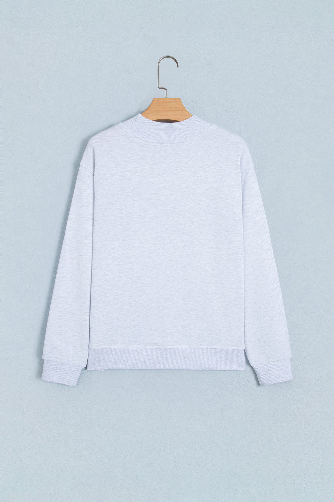 Light Grey High Neck Embroidered Checkered Letter Game Day Sweatshirt